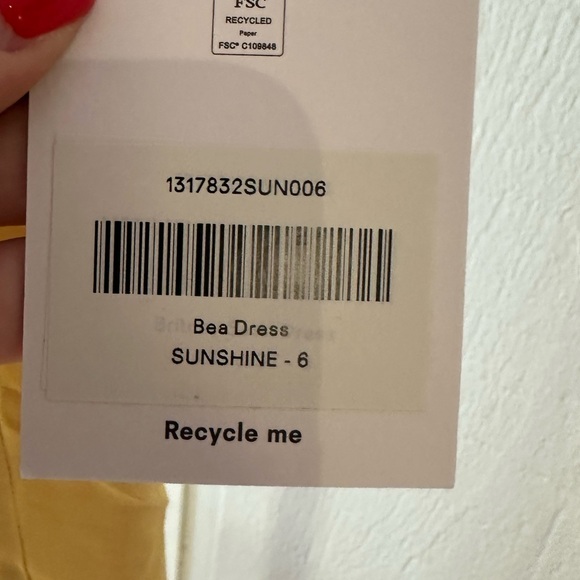 NWT Reformation Bea Dress In Sunshine - Picture 2 of 3